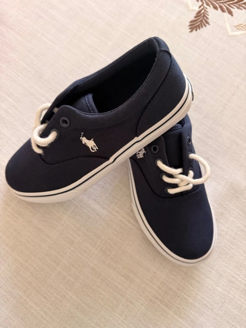 NEW Polo Ralph Lauren Kids Navy Canvas Sneakers Pony Size 1